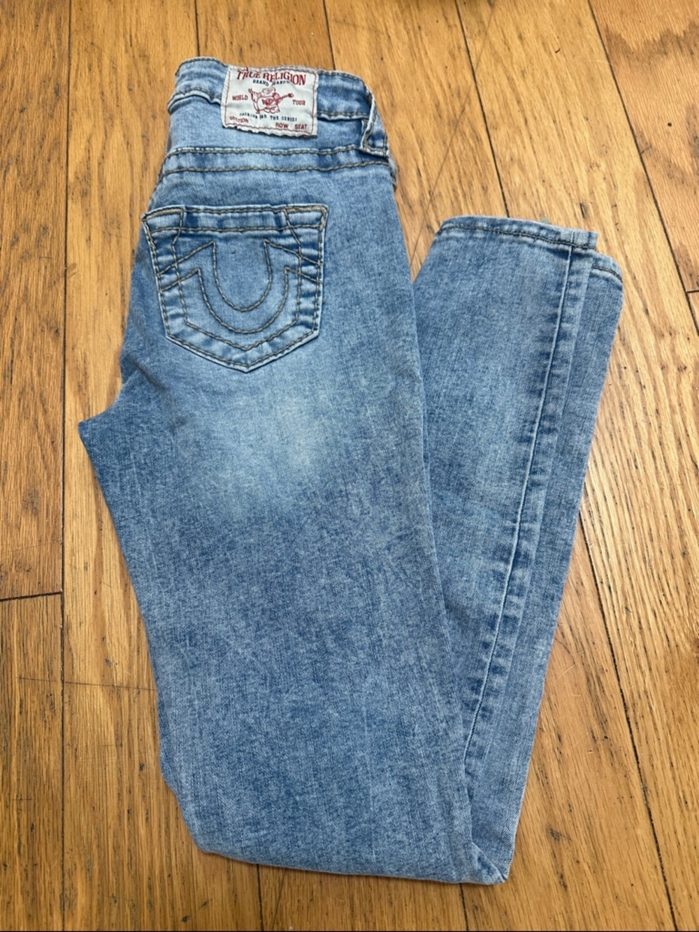 True Religion Women's Light Wash Distressed Jennie Curvy Jeans 25w